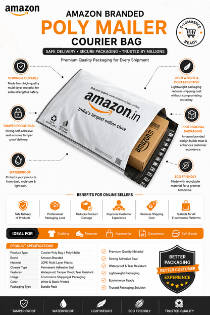 Amazon Ecommerce Packaging Bags | Secure & Waterproof Courier Poly Packs